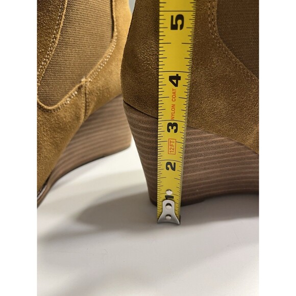 Lucky Brand Yamina Booties Wedge Tan Brown Leather Suede Women’s Sz 7M - Picture 6 of 12